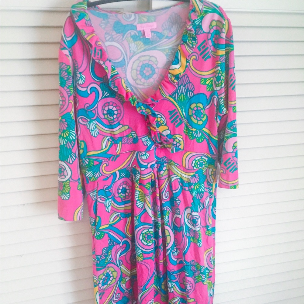 Lilly Pulitzer pink print dress in size large